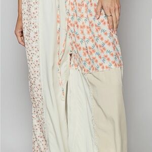 POL Boho jogger style floral patchwork flowy pants.